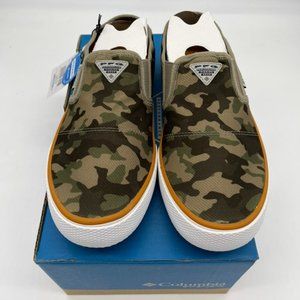 Columbia PFG Slack Tide Slip On Boat Shoes Men's Fishing Pebble/Gold Size 9.5